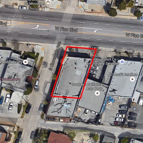 Aerial view of the 2002 Pico Boulevard facility
